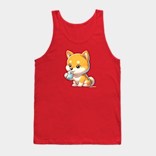 Shiba Inu Dog Drinking Saki Tank Top